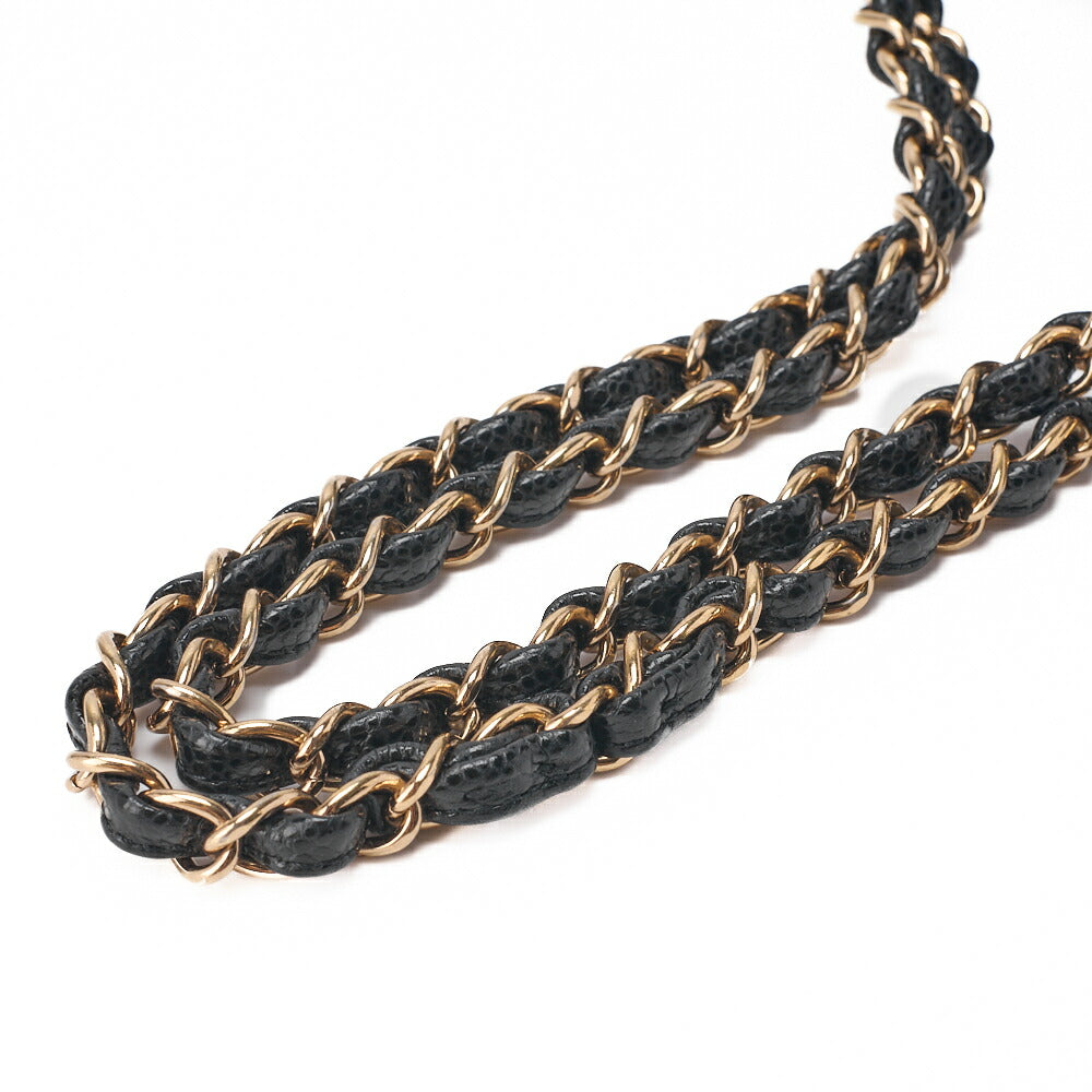 CHANEL Chain Shoulder Bag Matelasse Double Flap Caviar Skin Black Gold-Tone Hardware Pre-Owned - Vintage La Charme