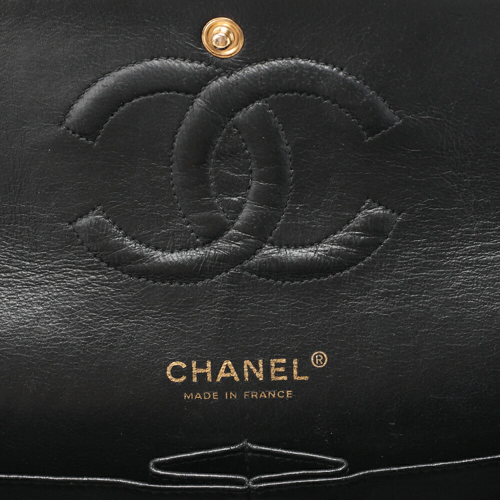 CHANEL Chain Shoulder Bag Matelasse Double Flap Caviar Skin Black Gold-Tone Hardware Pre-Owned - Vintage La Charme