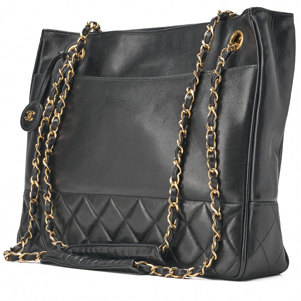 CHANEL Shoulder Tote Bag Triple Coco Double Chain Shoulder Caviar Skin Black Gold-Tone Hardware Pre-Owned - Vintage La Charme