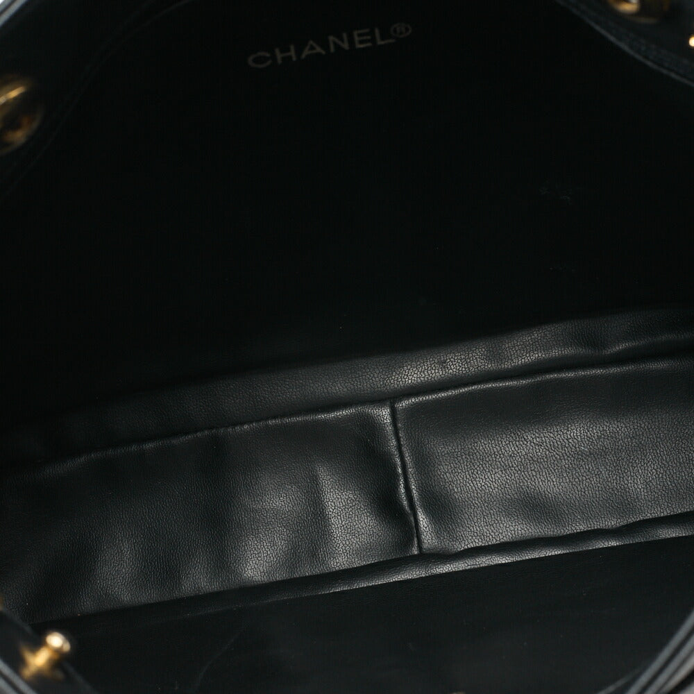CHANEL Shoulder Tote Bag Triple Coco Double Chain Shoulder Caviar Skin Black Gold-Tone Hardware Pre-Owned - Vintage La Charme
