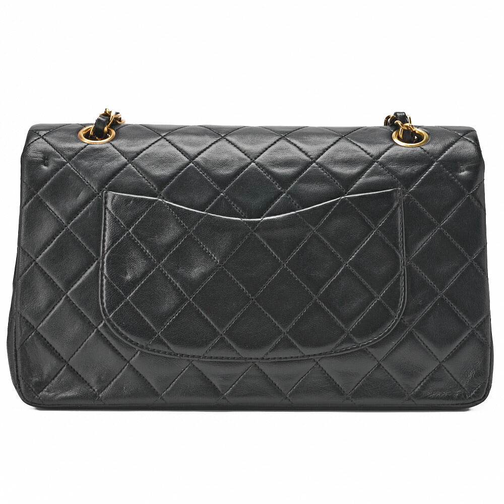 CHANEL Chain Shoulder Bag Matelasse Double Flap 25 Lambskin Black Gold-Tone Hardware Pre-Owned - Vintage La Charme