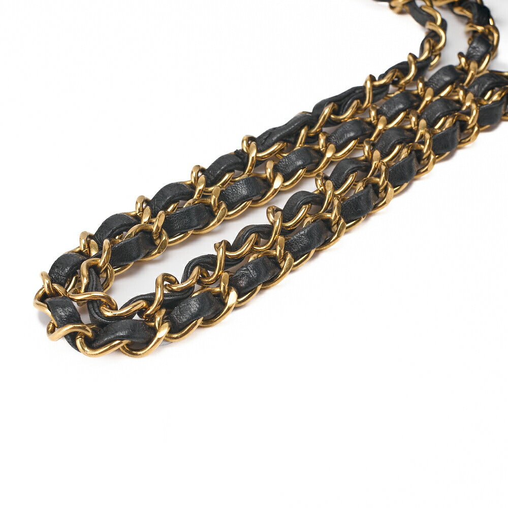 CHANEL Chain Shoulder Bag Matelasse Double Flap 25 Lambskin Black Gold-Tone Hardware Pre-Owned - Vintage La Charme