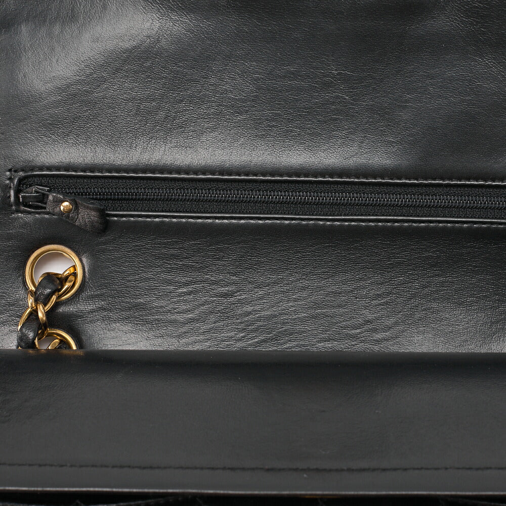 CHANEL Chain Shoulder Bag Matelasse Double Flap 25 Lambskin Black Gold-Tone Hardware Pre-Owned - Vintage La Charme