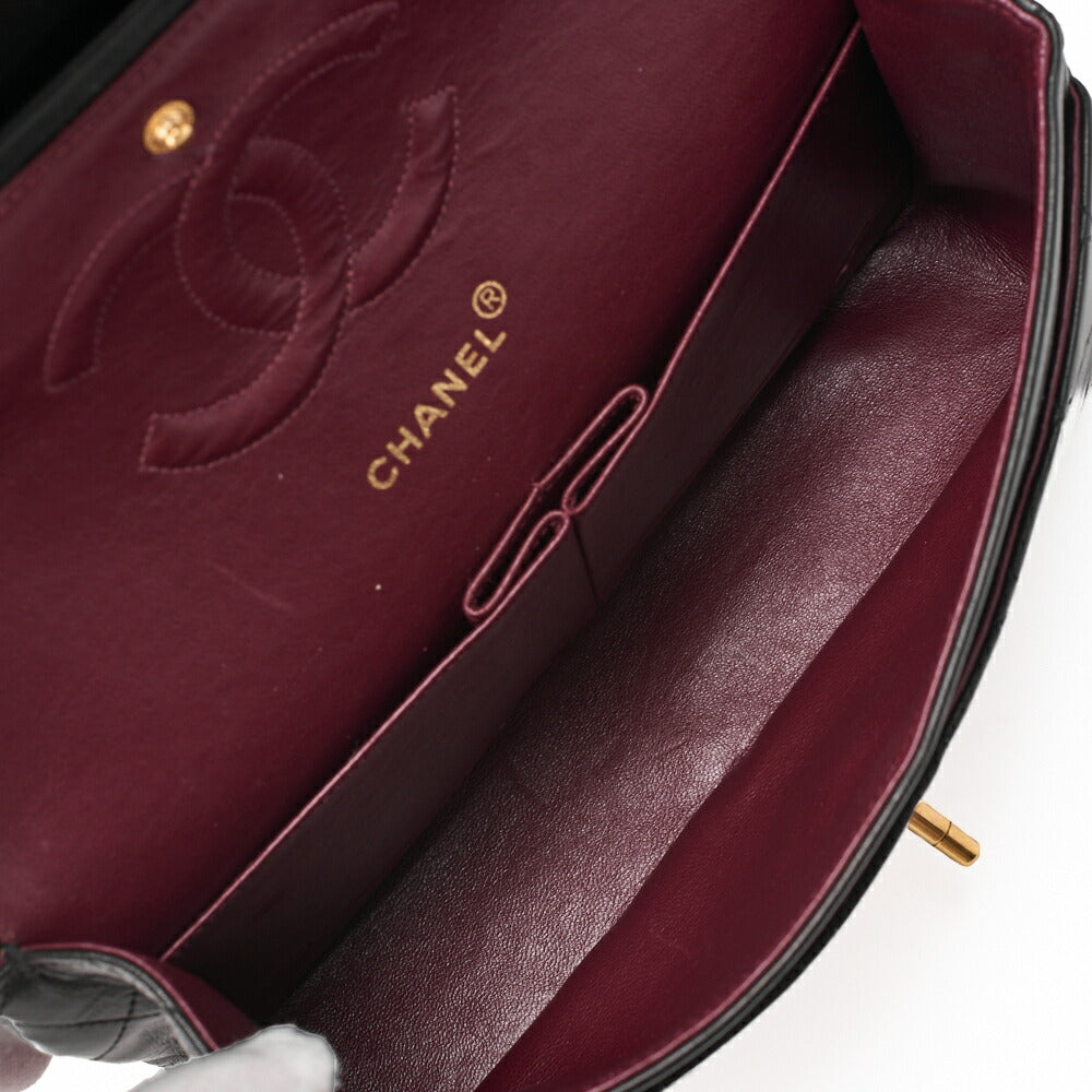 CHANEL Chain Shoulder Bag Matelasse Double Flap 25 Lambskin Black Gold-Tone Hardware Pre-Owned - Vintage La Charme