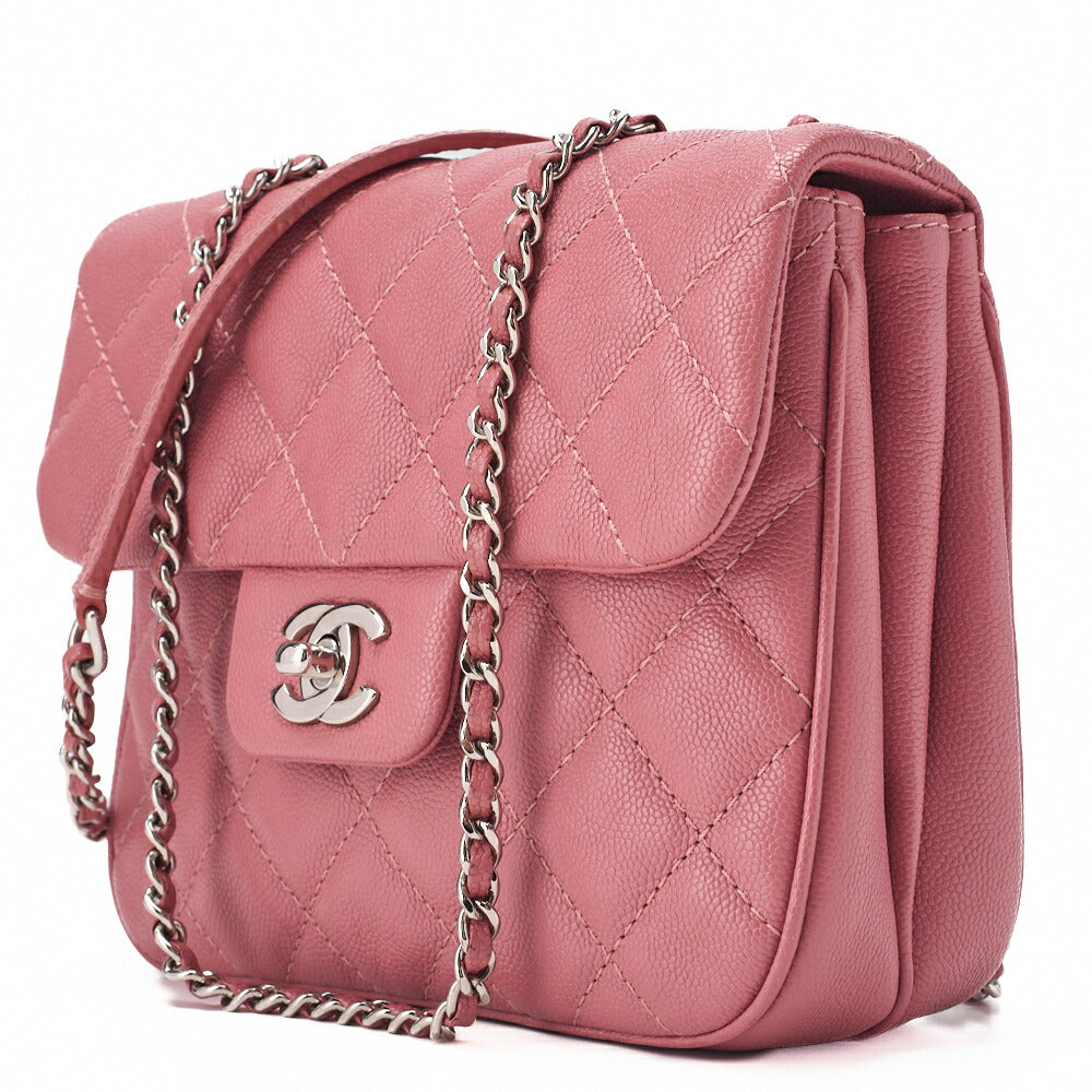 CHANEL Chain Shoulder Bag Mini Matelasse Caviar Leather Pink Silver-Tone Hardware Pre-Owned - Vintage La Charme