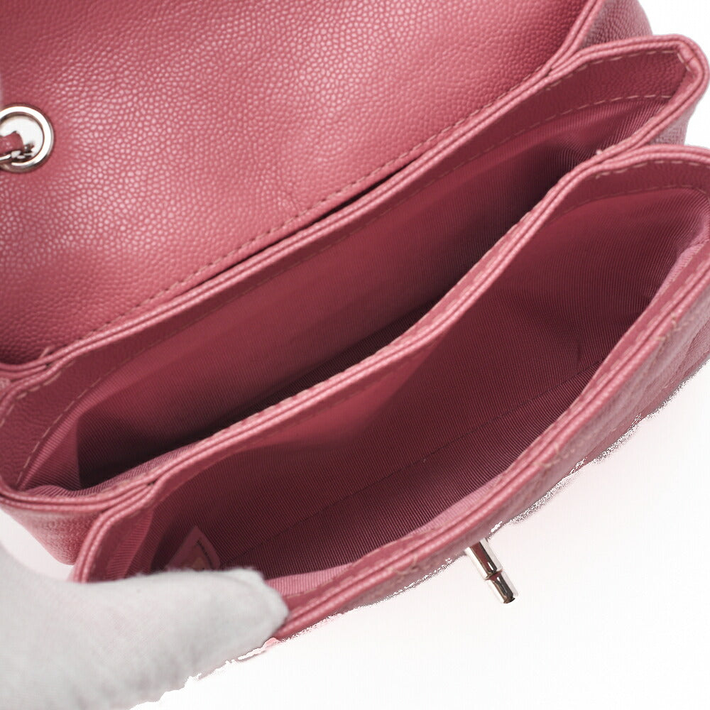 CHANEL Chain Shoulder Bag Mini Matelasse Caviar Leather Pink Silver-Tone Hardware Pre-Owned - Vintage La Charme