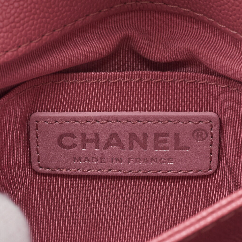 CHANEL Chain Shoulder Bag Mini Matelasse Caviar Leather Pink Silver-Tone Hardware Pre-Owned - Vintage La Charme