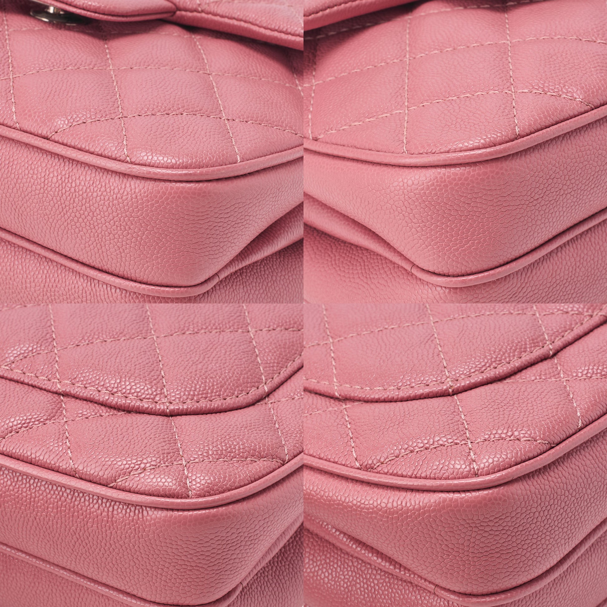 CHANEL Chain Shoulder Bag Mini Matelasse Caviar Leather Pink Silver-Tone Hardware Pre-Owned - Vintage La Charme