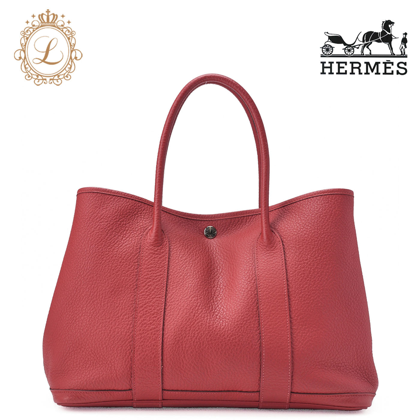 HERMES Garden Party PM Tote Bag Negonda Blue Sun Seal Silver-Tone Hardware Pre-Owned - Vintage La Charme