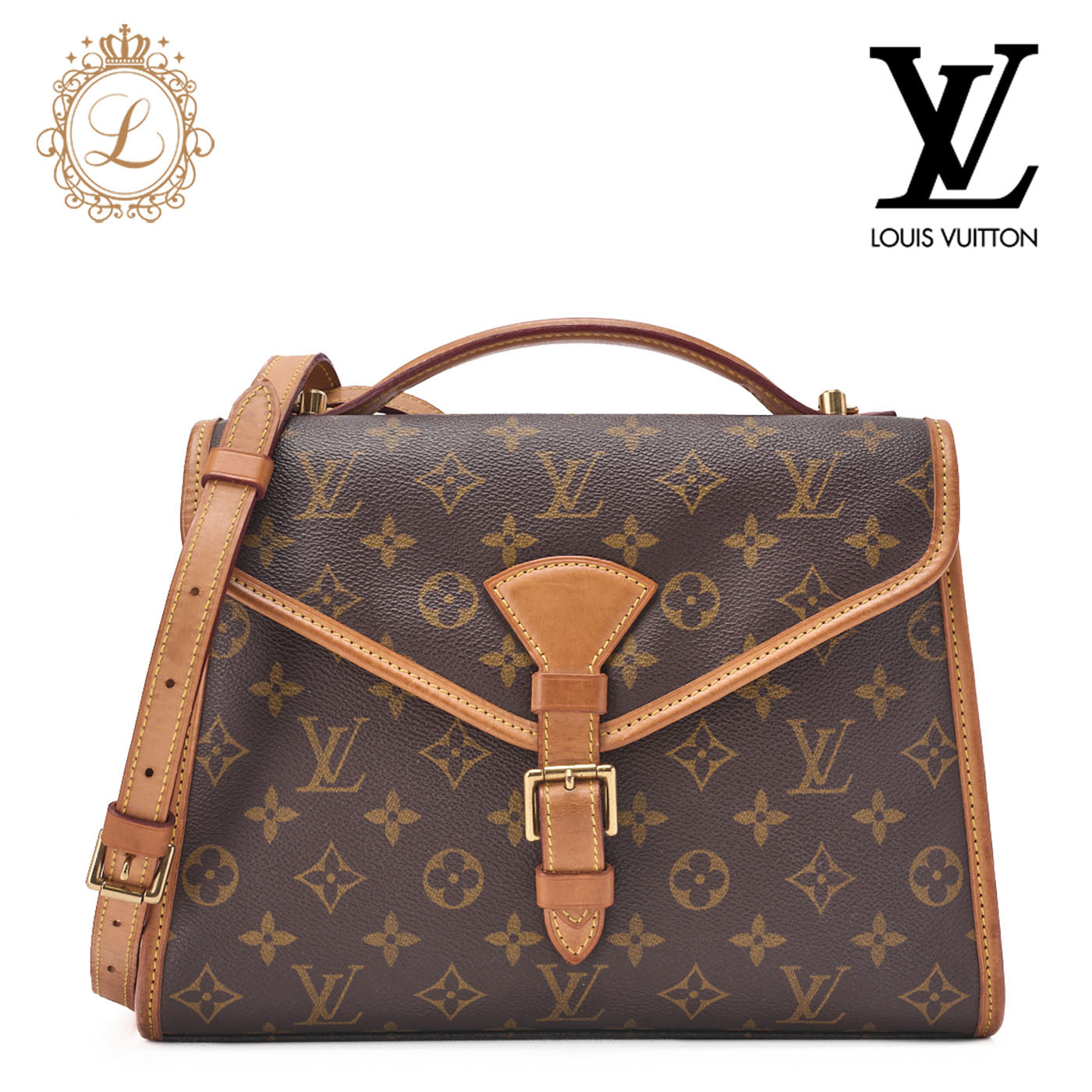 Louis Vuitton Shoulder Bag, Bel Air, Monogram, Canvas, Brown, Gold-Tone Hardware, Pre-Owned - Vintage La Charme