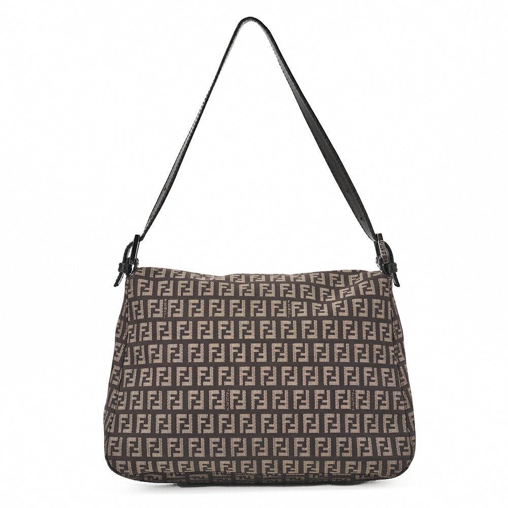 Fendi Shoulder Bag, Zucchino Canvas Leather, Brown, Silver-Tone Hardware, Pre-Owned - Vintage La Charme
