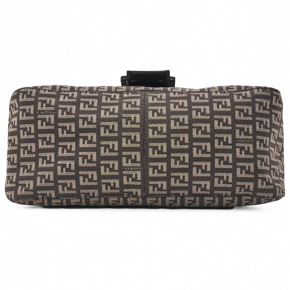 Fendi Shoulder Bag, Zucchino Canvas Leather, Brown, Silver-Tone Hardware, Pre-Owned - Vintage La Charme