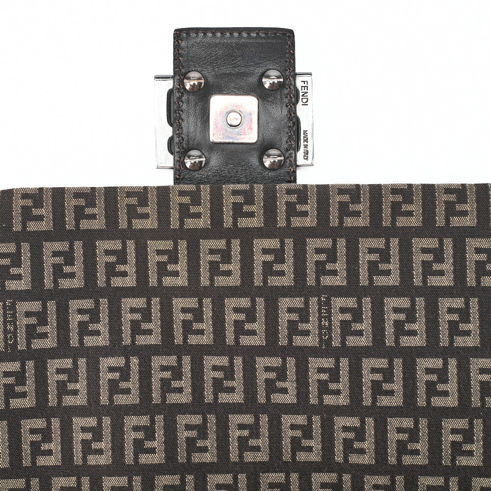 Fendi Shoulder Bag, Zucchino Canvas Leather, Brown, Silver-Tone Hardware, Pre-Owned - Vintage La Charme