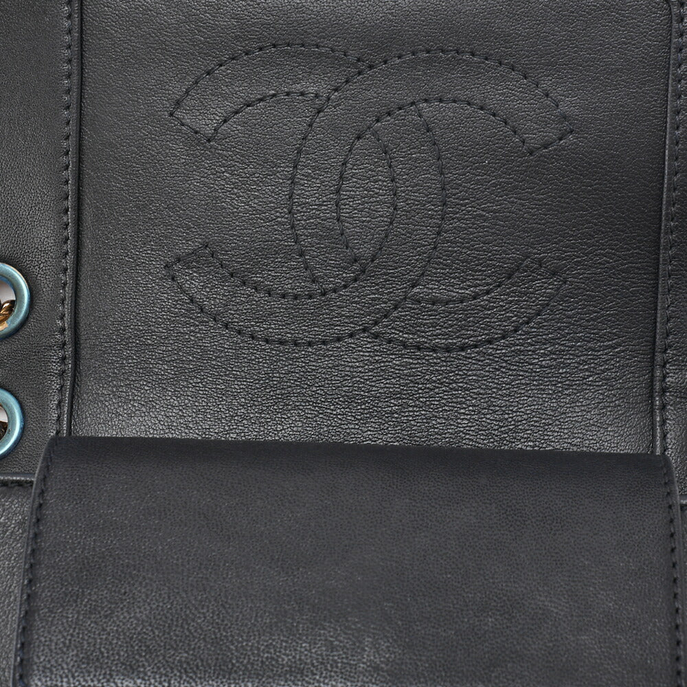 CHANEL Shoulder Bag Matelasse Calfskin Navy Gold-Tone Hardware Pre-Owned - Vintage La Charme