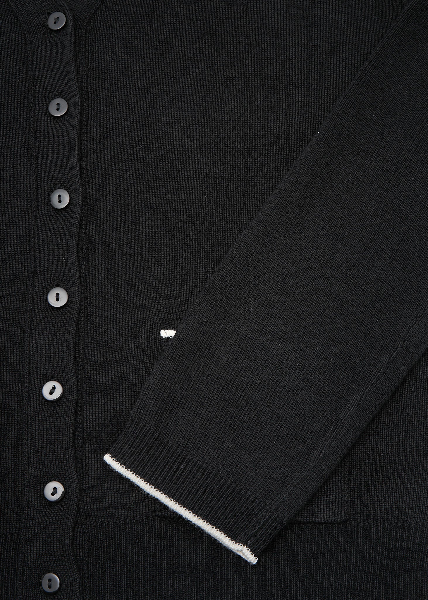 CHANEL Cardigan, Long Sleeve, Cut and Sew, Wool Blend, Black, Silver-Tone Hardware, Pre-Owned - Vintage La Charme