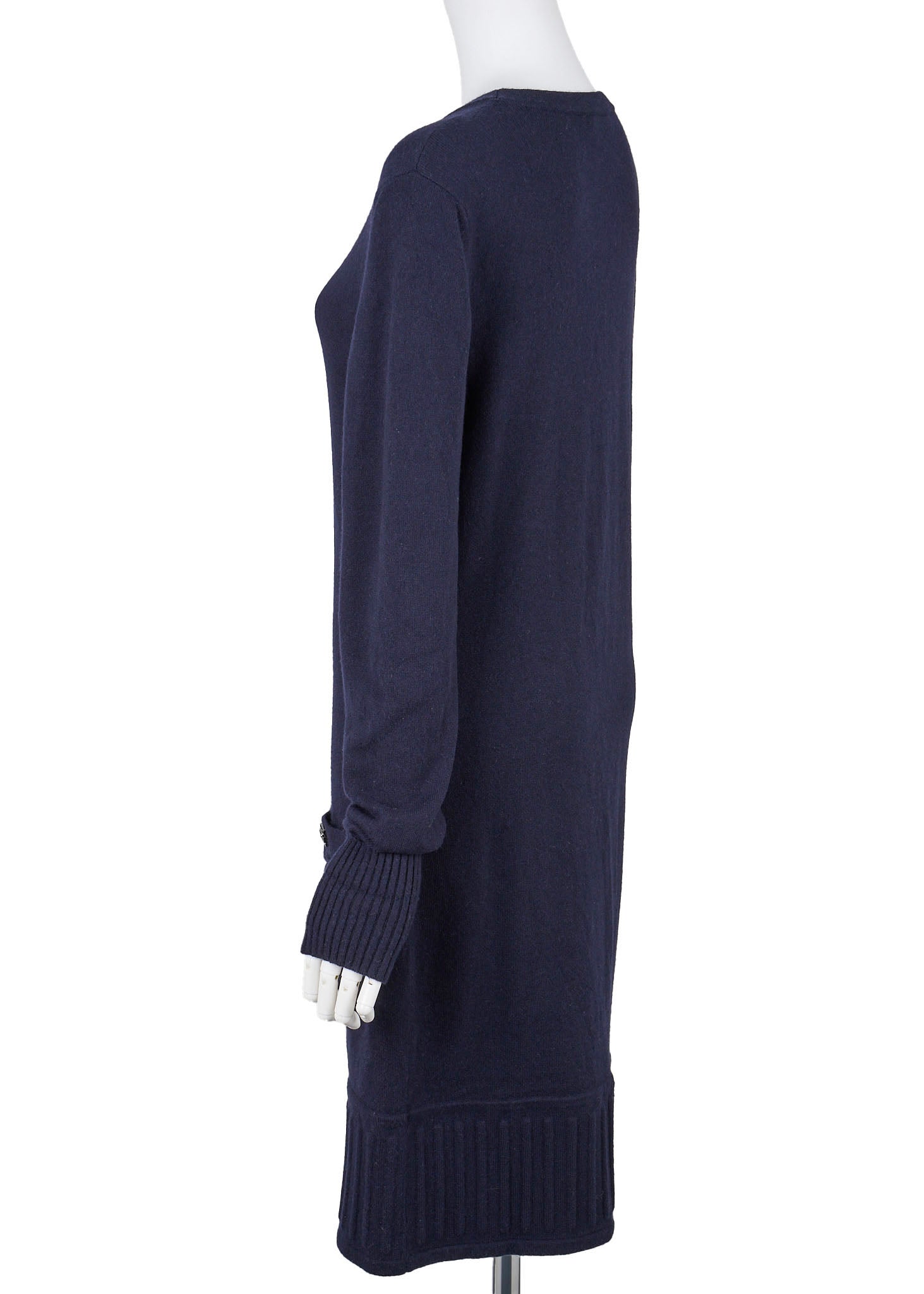CHANEL Cashmere Dress, Long Sleeve, Navy, Pre-Owned - Vintage La Charme
