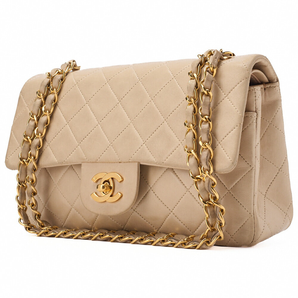 Chanel Shoulder Bag Matelasse 23 Double Flap Chain Lambskin Beige Gold-Tone Hardware Pre-Owned - Vintage La Charme
