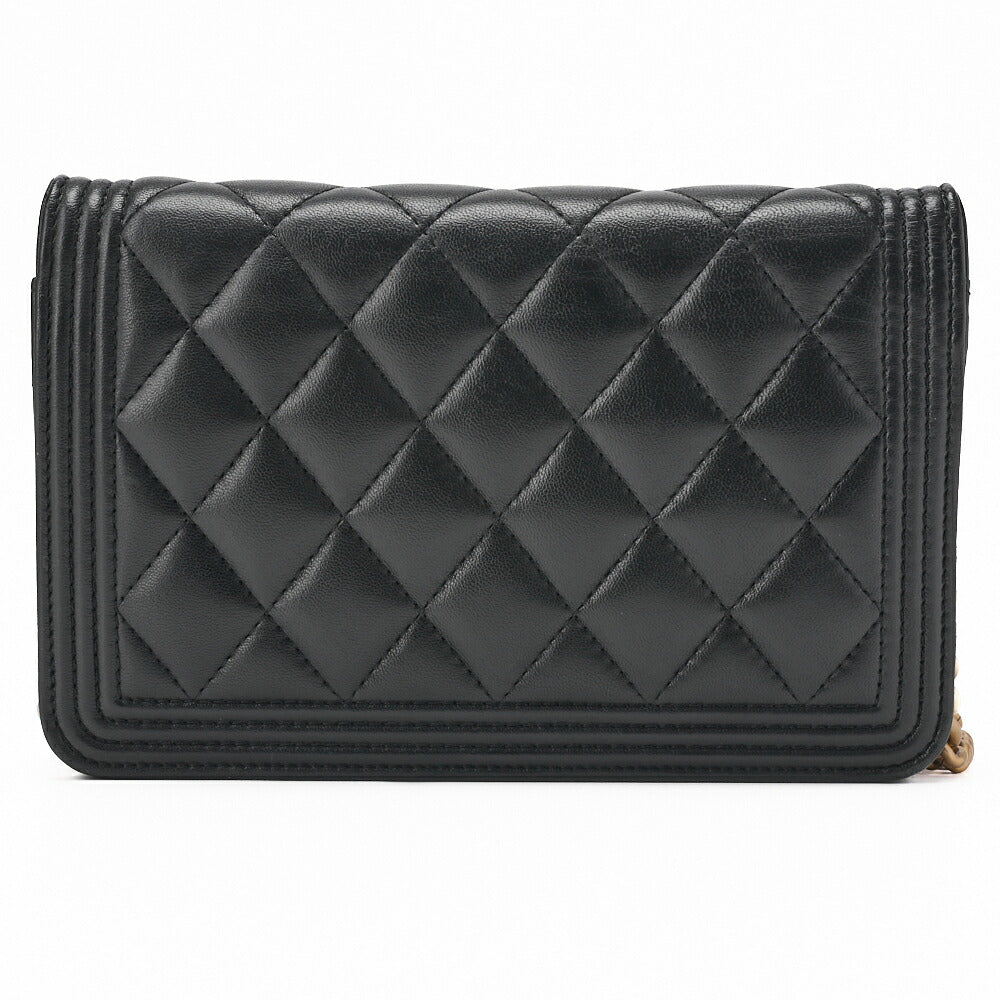 CHANEL Boy Chanel Matelasse Chain Wallet Lambskin Black Gold-Tone Hardware Pre-Owned - Vintage La Charme