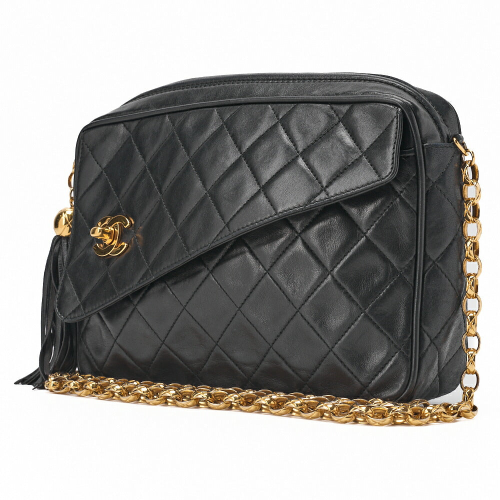Chanel Shoulder Bag Matelasse Coco Mark Lambskin Black Gold-Tone Hardware Pre-Owned - Vintage La Charme