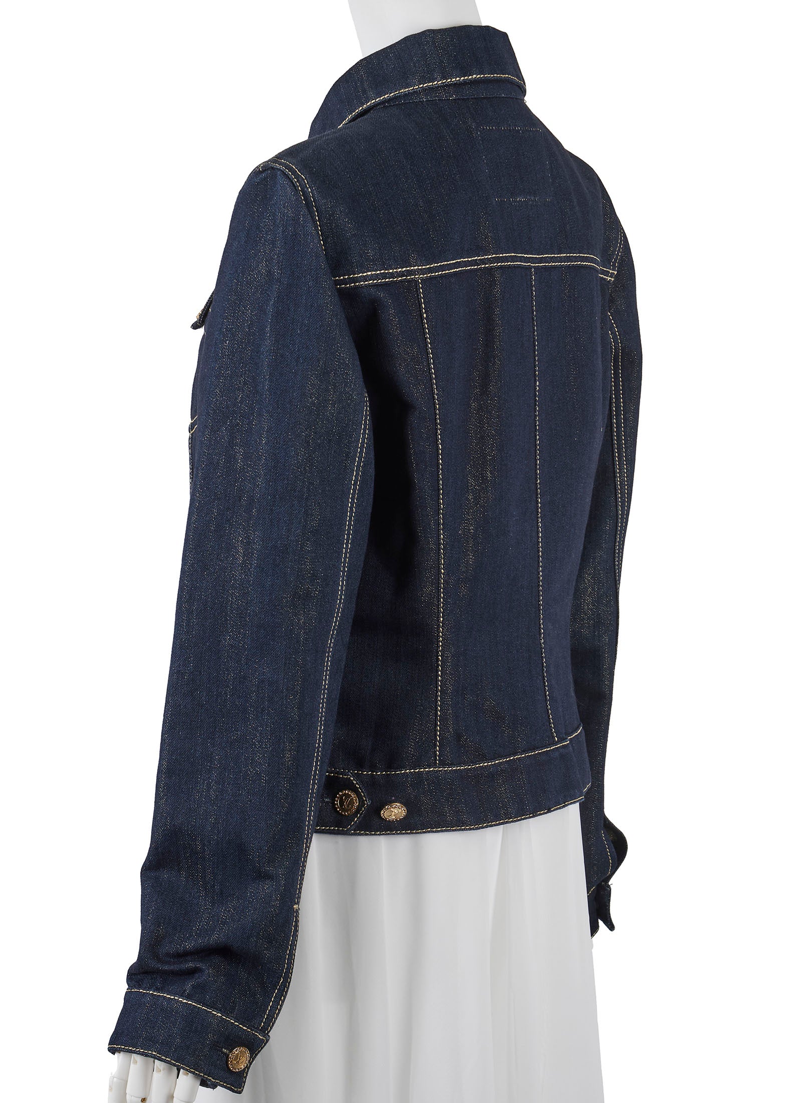 Louis Vuitton Denim Jacket, Glitter, Cotton Blend, Navy, Silver-Tone Hardware, Pre-Owned - Vintage La Charme