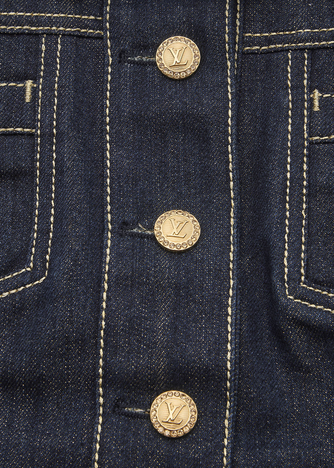 Louis Vuitton Denim Jacket, Glitter, Cotton Blend, Navy, Silver-Tone Hardware, Pre-Owned - Vintage La Charme