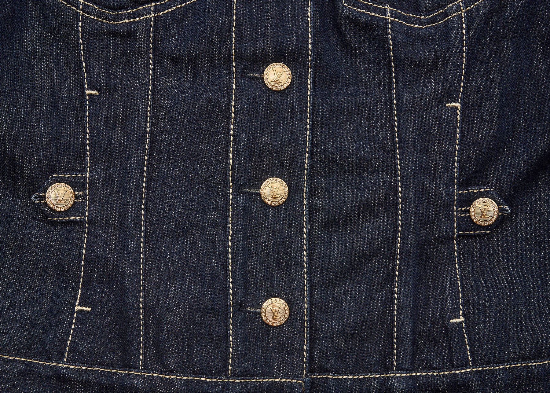 Louis Vuitton Denim Jacket, Glitter, Cotton Blend, Navy, Silver-Tone Hardware, Pre-Owned - Vintage La Charme