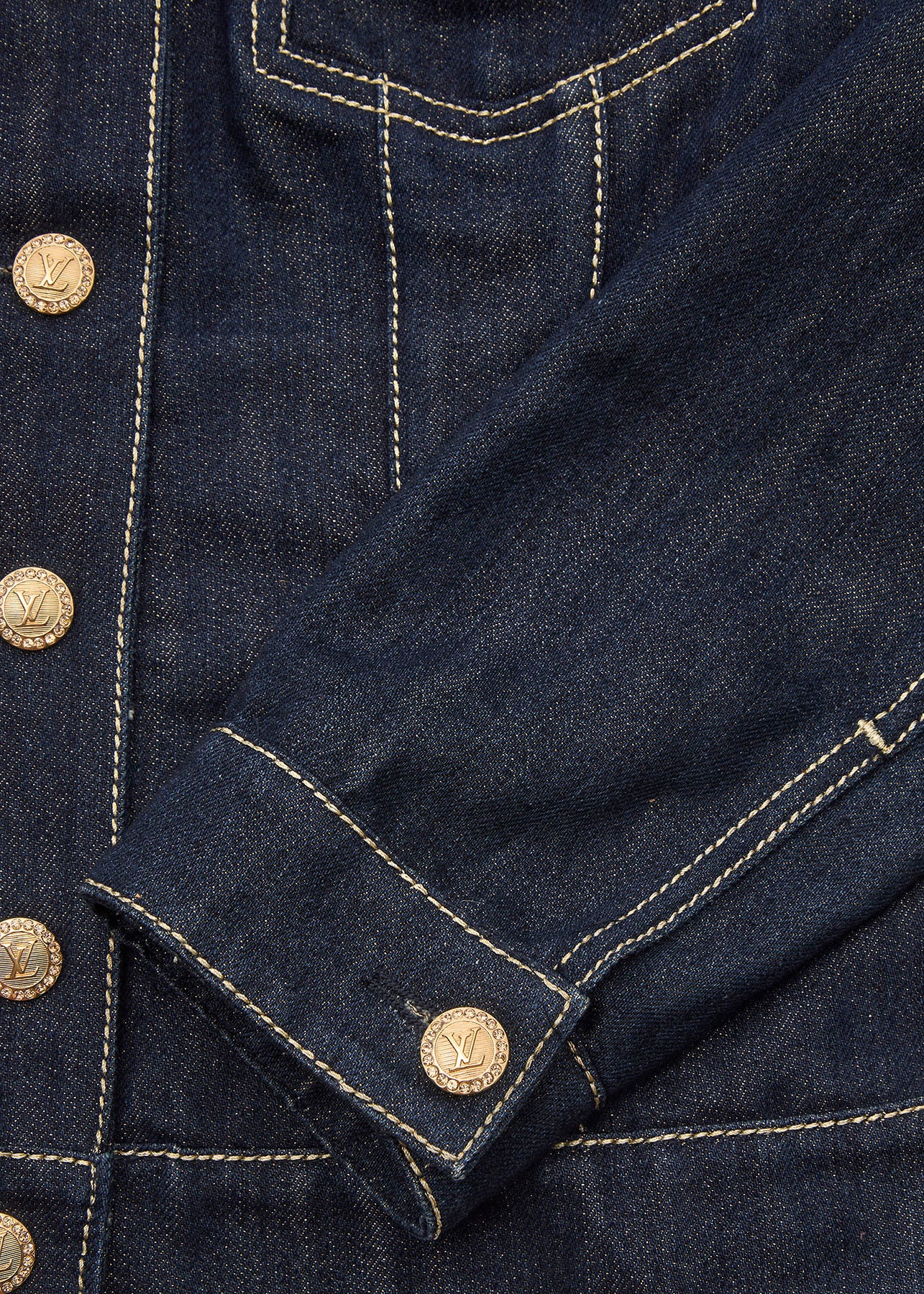 Louis Vuitton Denim Jacket, Glitter, Cotton Blend, Navy, Silver-Tone Hardware, Pre-Owned - Vintage La Charme
