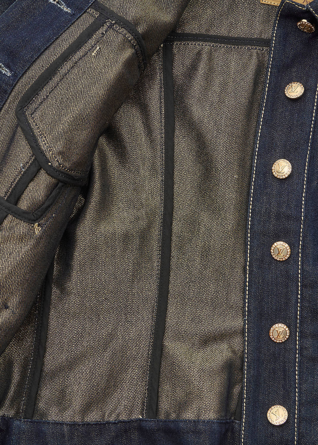 Louis Vuitton Denim Jacket, Glitter, Cotton Blend, Navy, Silver-Tone Hardware, Pre-Owned - Vintage La Charme