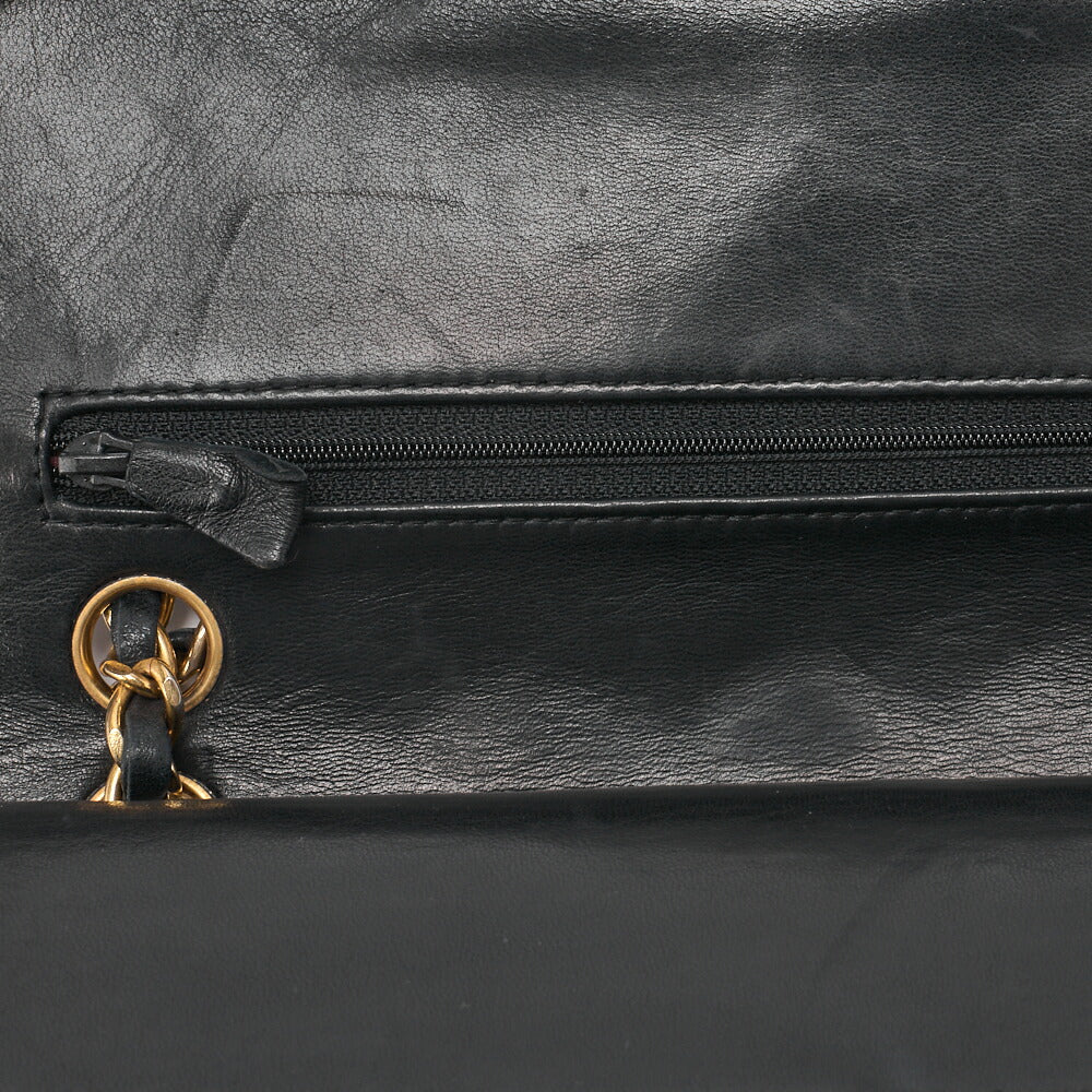 CHANEL Chain Shoulder Bag Matelasse Double Flap Lambskin Black Gold-Tone Hardware Pre-Owned - Vintage La Charme