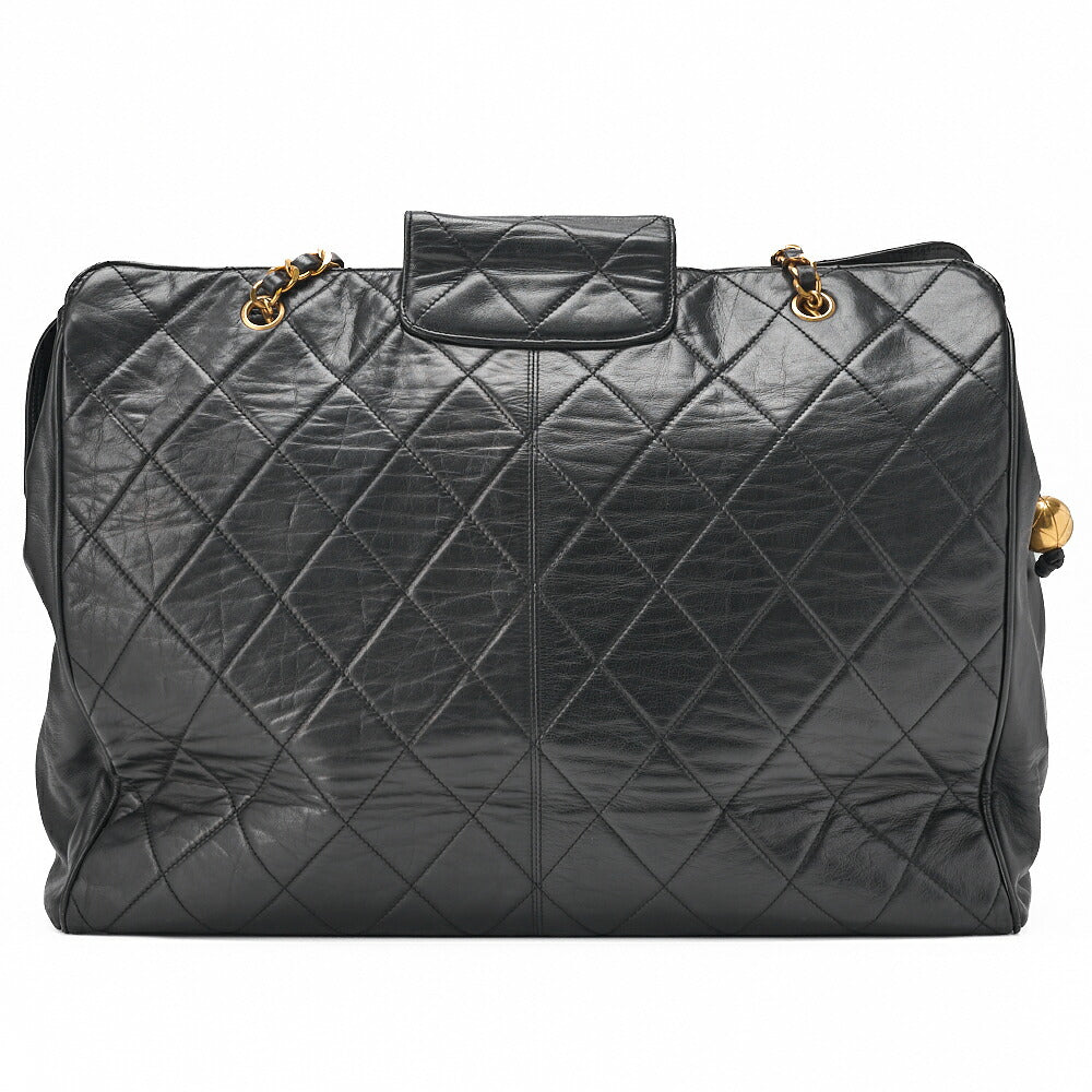 Chanel Schultertasche Supermodel Matelassé Lammleder Schwarz Goldfarbene Hardware Gebraucht