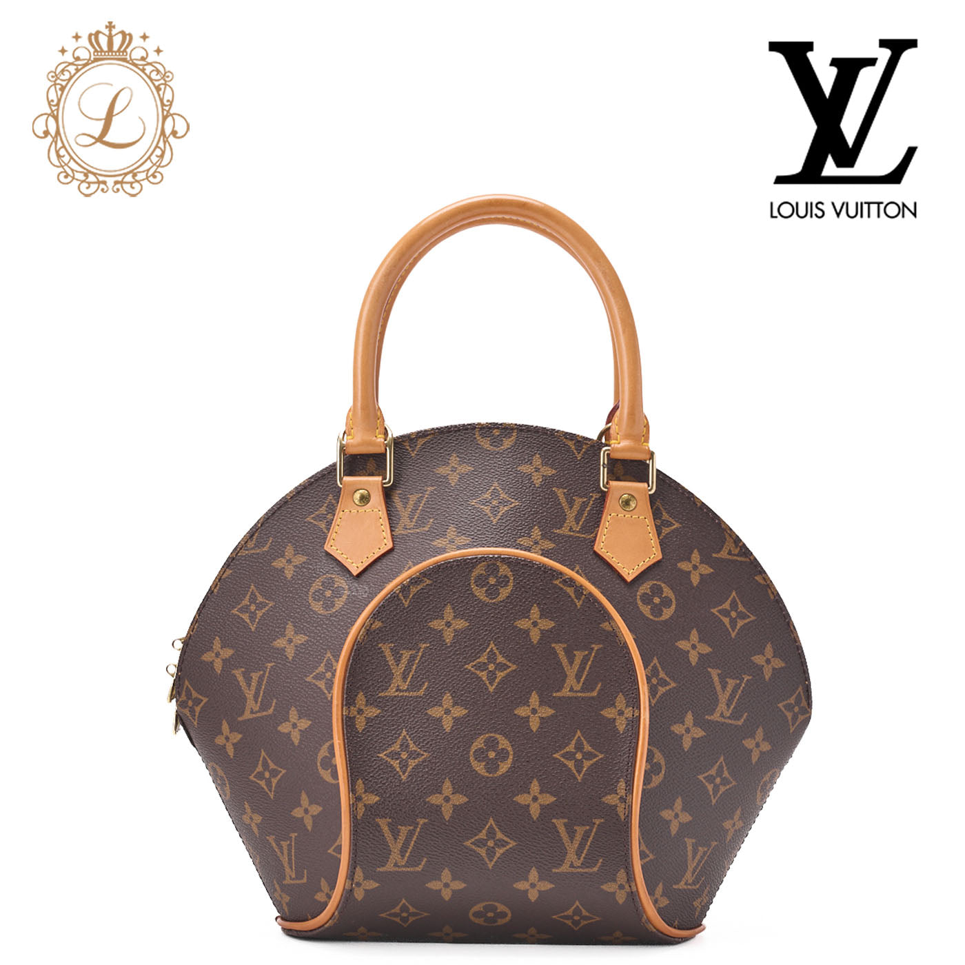 Louis Vuitton Handbag, Monogram Ellipse PM, Canvas, Brown, Gold-Tone Hardware, Pre-Owned - Vintage La Charme