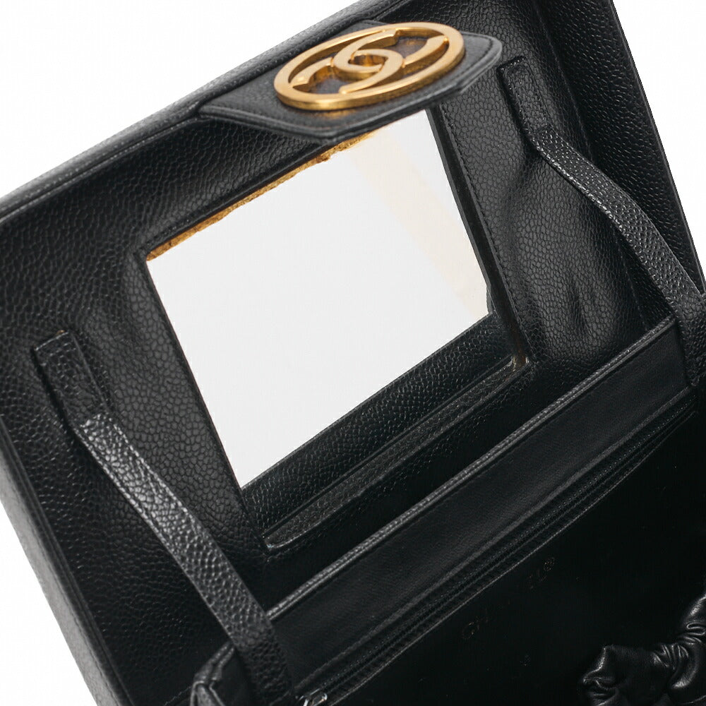 CHANEL Vanity Handtasche, Matelassé, 2WAY, Kaviarhaut, Schwarz, goldfarbene Metallteile, gebraucht