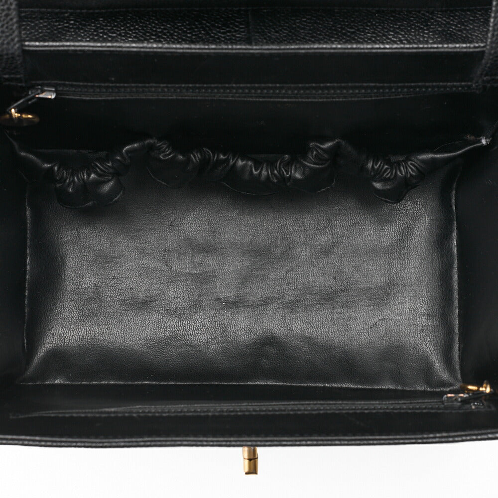 CHANEL Vanity Handtasche, Matelassé, 2WAY, Kaviarhaut, Schwarz, goldfarbene Metallteile, gebraucht