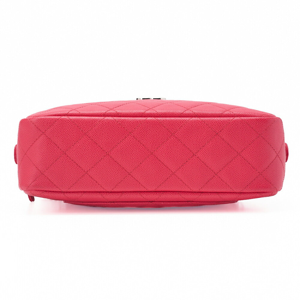 CHANEL Kette Umhängetasche Matelassé Caviar Skin Rose Pink Silberfarbene Hardware Gebraucht