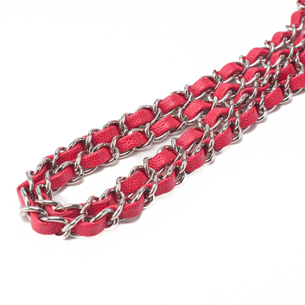 CHANEL Kette Umhängetasche Matelassé Caviar Skin Rose Pink Silberfarbene Hardware Gebraucht