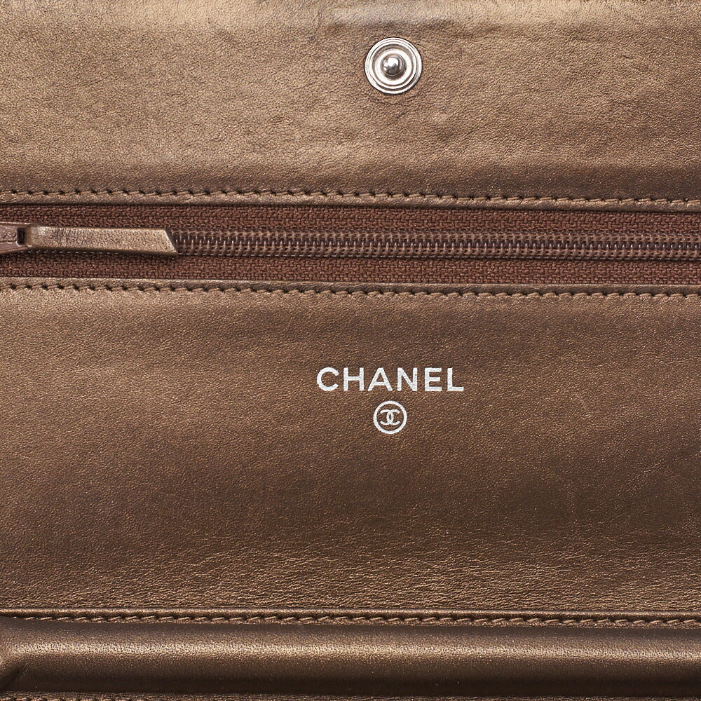 Chanel Kettenbrieftasche, Coco Mark, Kaviarhaut, Gold, goldfarbene Metallteile, gebraucht