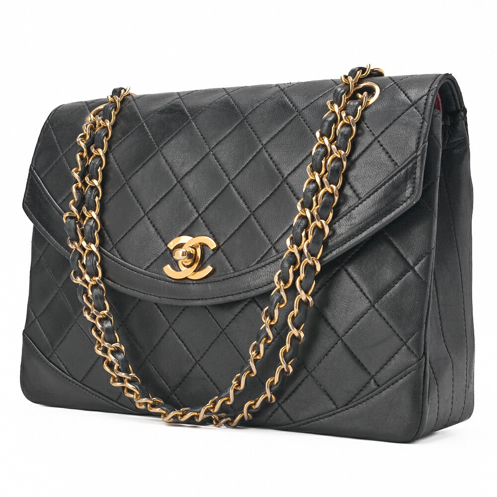 CHANEL Chain Shoulder Bag Matelasse Lambskin Black Gold-Tone Hardware Pre-Owned - Vintage La Charme