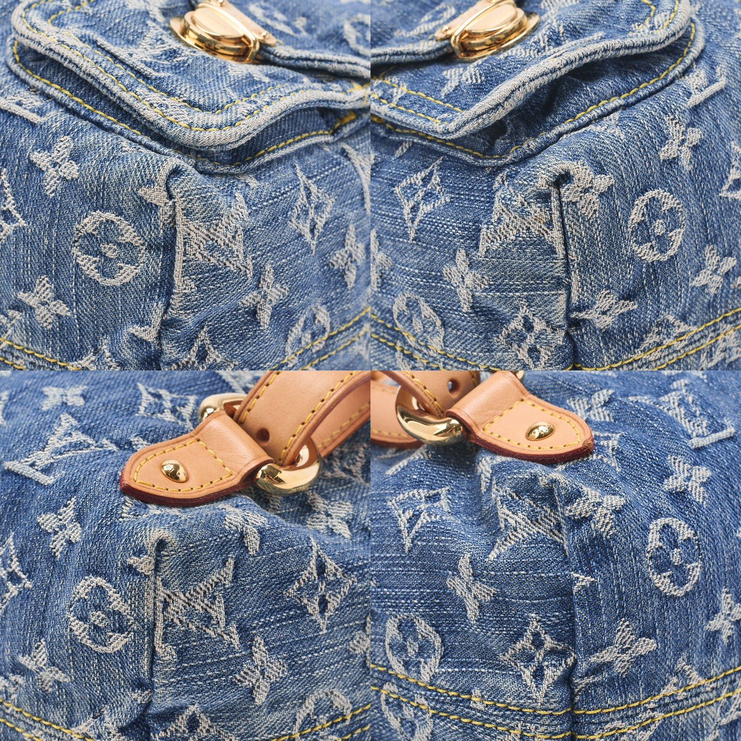 Louis Vuitton Shoulder Backpack Bag, Monogram Denim, Blue, Gold-Tone Hardware, Pre-Owned - Vintage La Charme