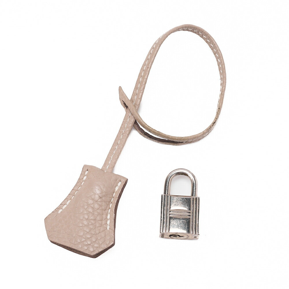 HERMES Kelly 35 Handtasche 2WAY Tryon Clemence Leder Argile Silberfarbene Hardware Gebraucht