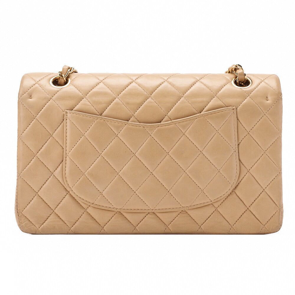 CHANEL Shoulder Bag Matelasse Double Flap Lambskin Beige Gold-Tone Hardware Pre-Owned - Vintage La Charme