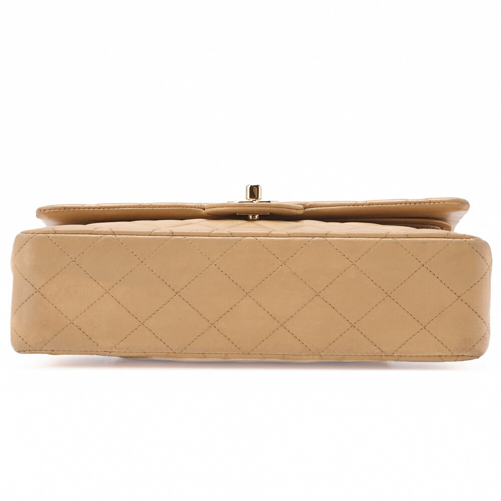 CHANEL Shoulder Bag Matelasse Double Flap Lambskin Beige Gold-Tone Hardware Pre-Owned - Vintage La Charme