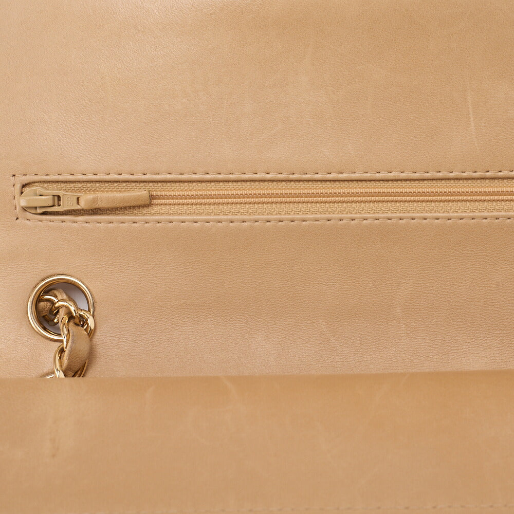 CHANEL Shoulder Bag Matelasse Double Flap Lambskin Beige Gold-Tone Hardware Pre-Owned - Vintage La Charme