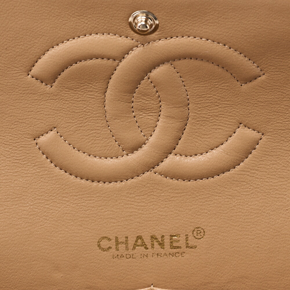 CHANEL Shoulder Bag Matelasse Double Flap Lambskin Beige Gold-Tone Hardware Pre-Owned - Vintage La Charme
