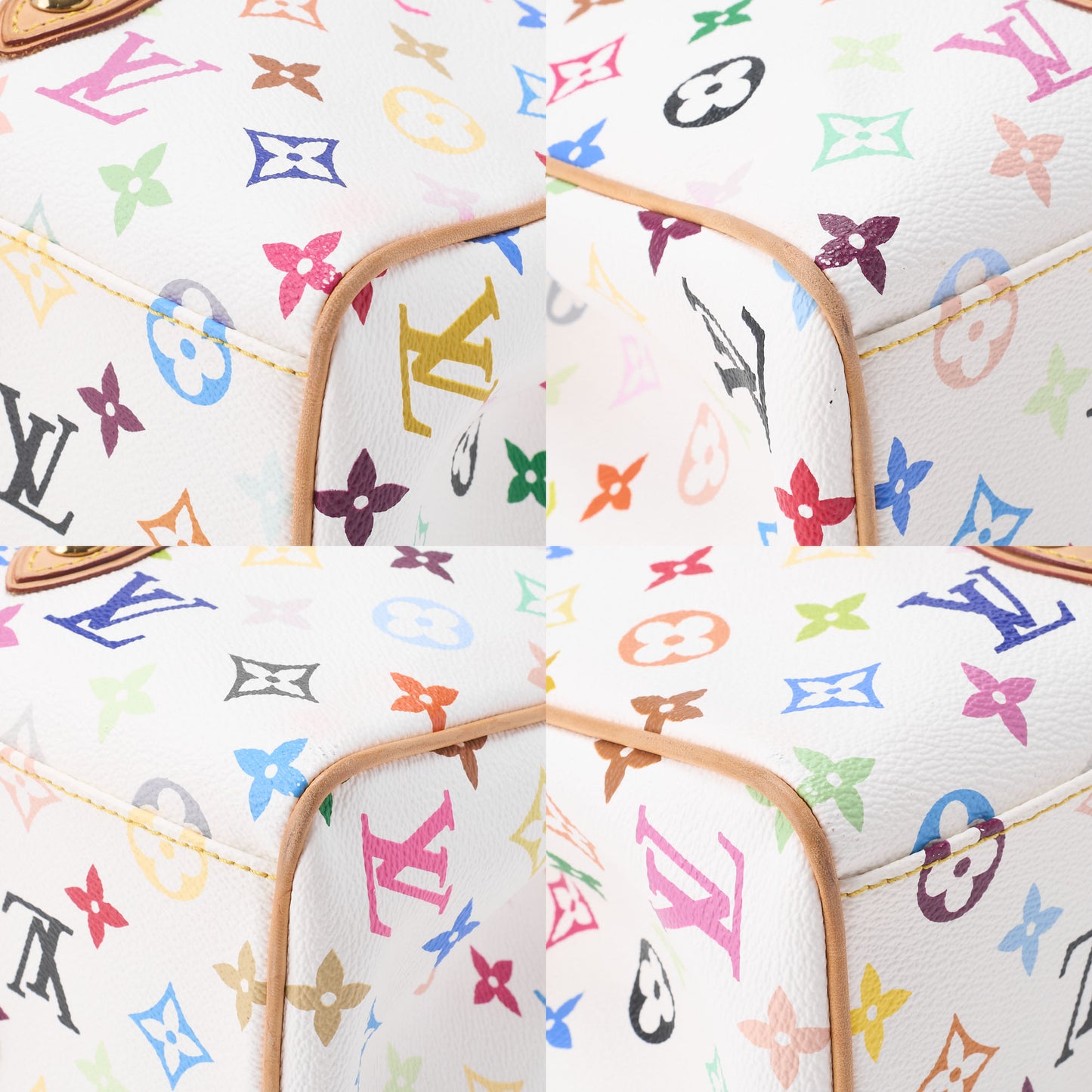 Louis Vuitton Umhängetasche 2WAY Monogram Multicolor Canvas Weiß Goldfarbene Hardware Gebraucht