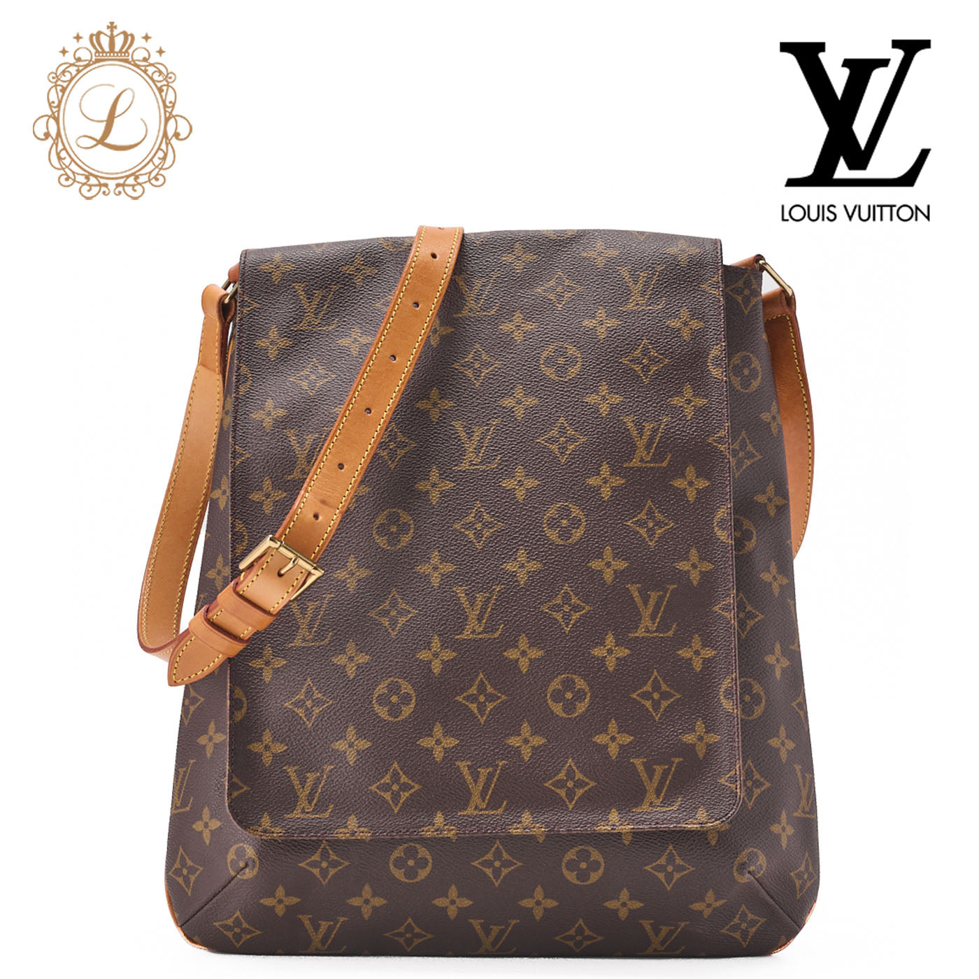 Louis Vuitton Umhängetasche, Monogramm, Canvas, Braun, Goldfarbene Hardware, Gebraucht