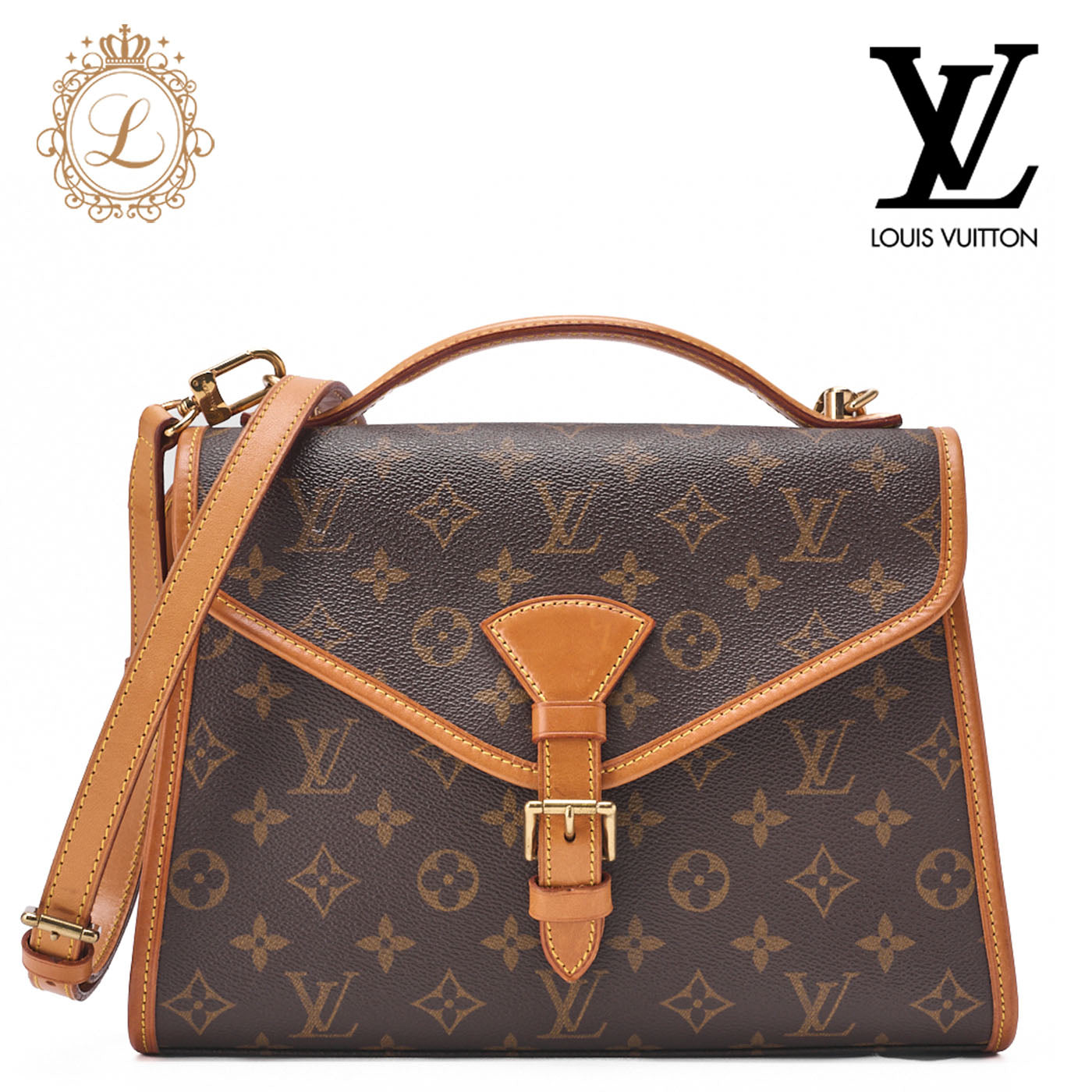 Louis Vuitton Shoulder Bag, Monogram, Canvas, Brown, Gold-Tone Hardware, Pre-Owned - Vintage La Charme