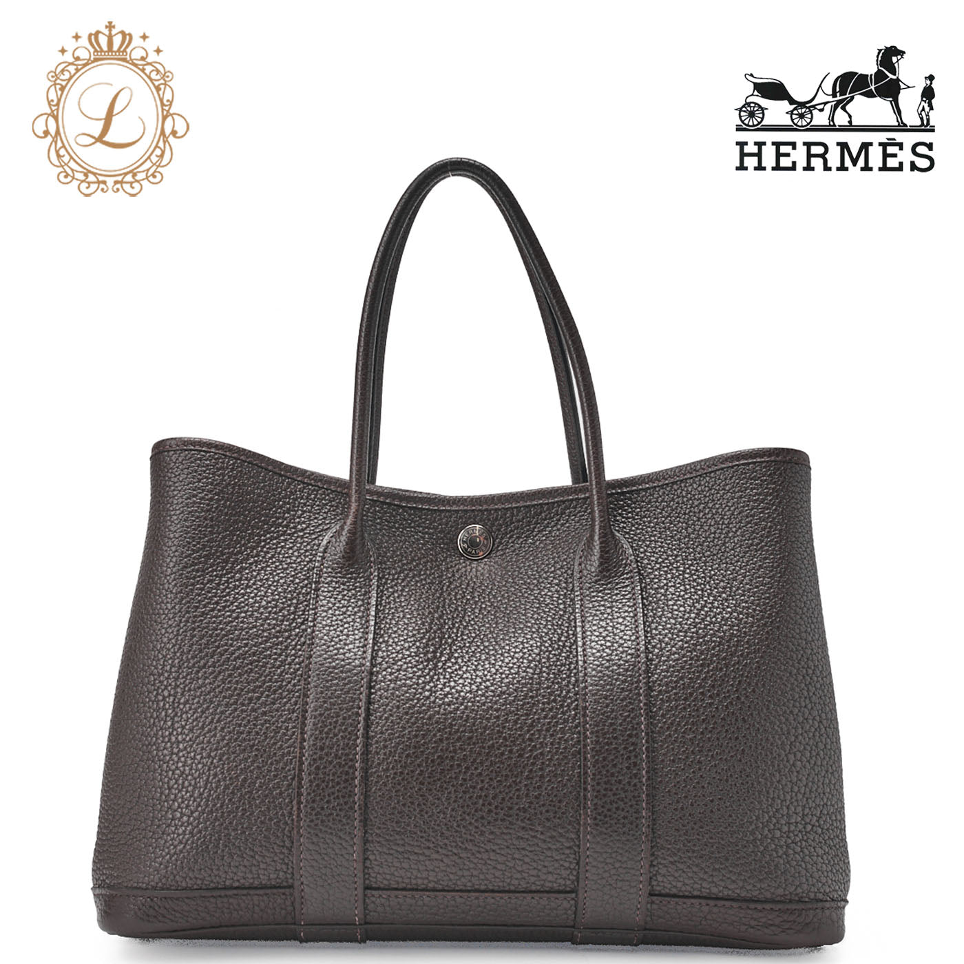 HERMES Garden Party TPM Tote Bag Negonda Cafe Silver-Tone Hardware Pre-Owned - Vintage La Charme