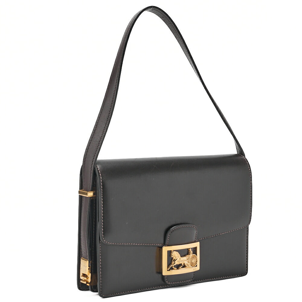 CELINE Shoulder Bag Carriage Calfskin Brown Gold-Tone Hardware Pre-Owned - Vintage La Charme