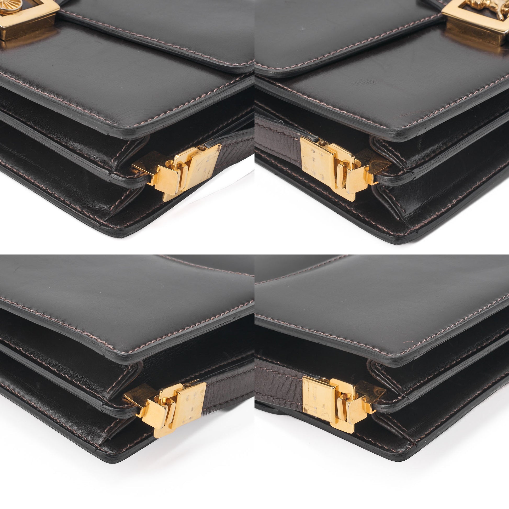 CELINE Shoulder Bag Carriage Calfskin Brown Gold-Tone Hardware Pre-Owned - Vintage La Charme