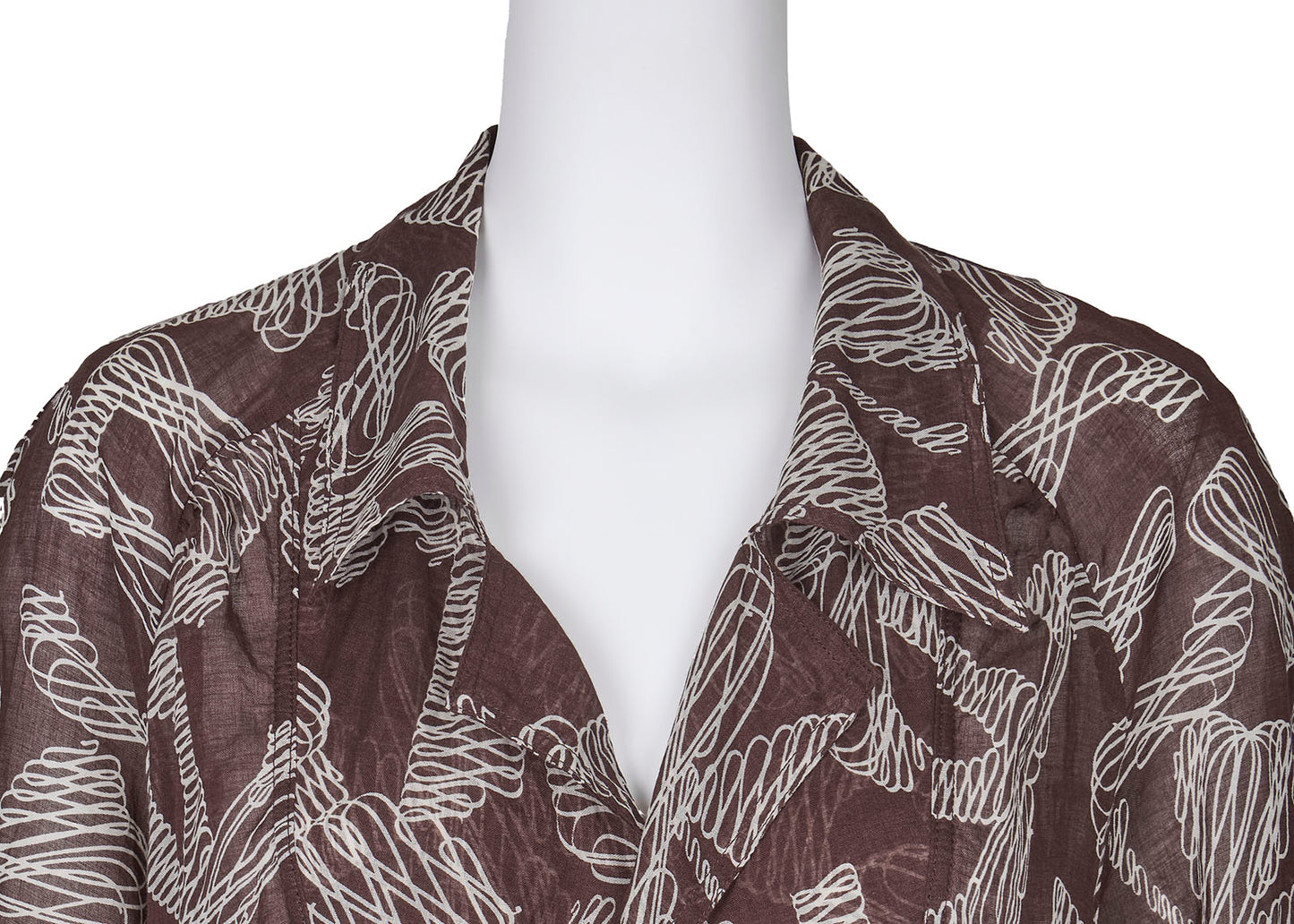 CHANEL Langarmbluse, Coco Mark Ribbon, 100 % Baumwolle, Braun, goldfarbene Metallteile, gebraucht